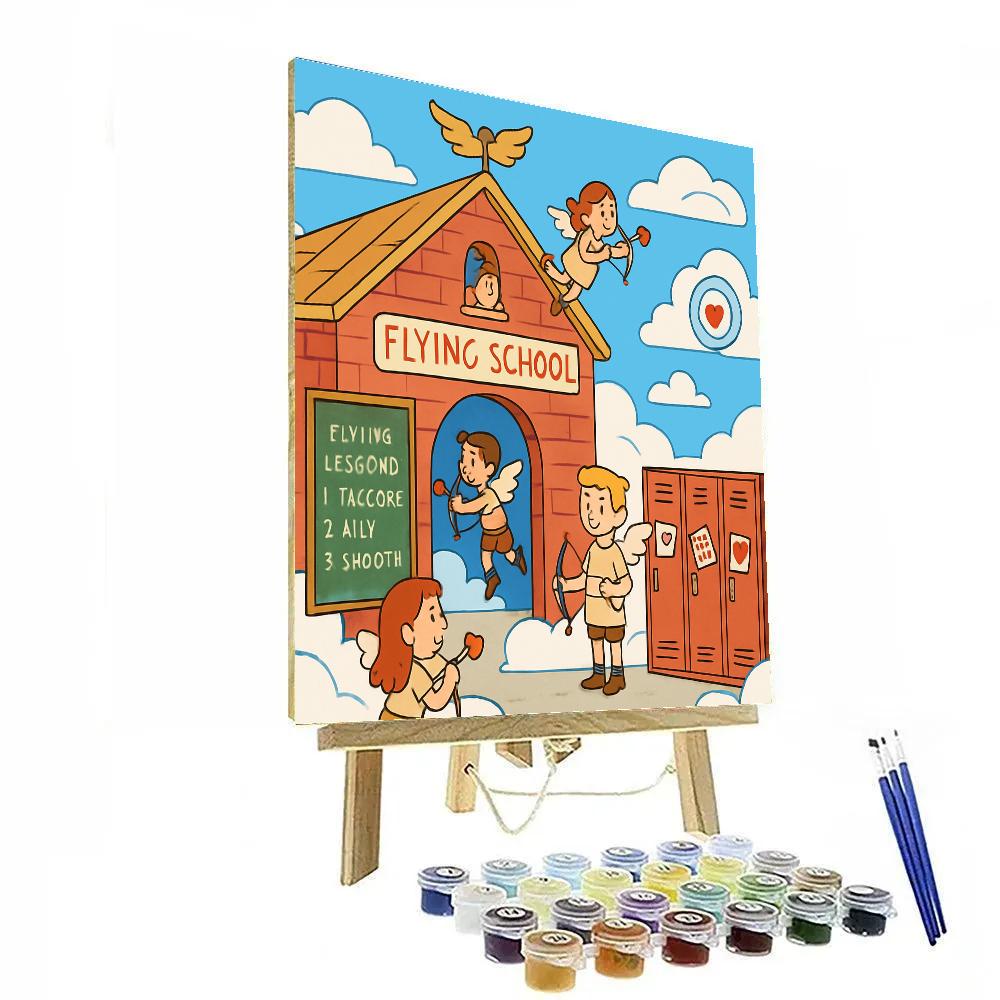 Cupid Flight School Valentines Day Academy Paint by numbers art