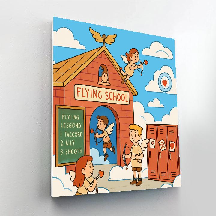 Cupid Flight School Valentines Day Academy Paint by numbers art