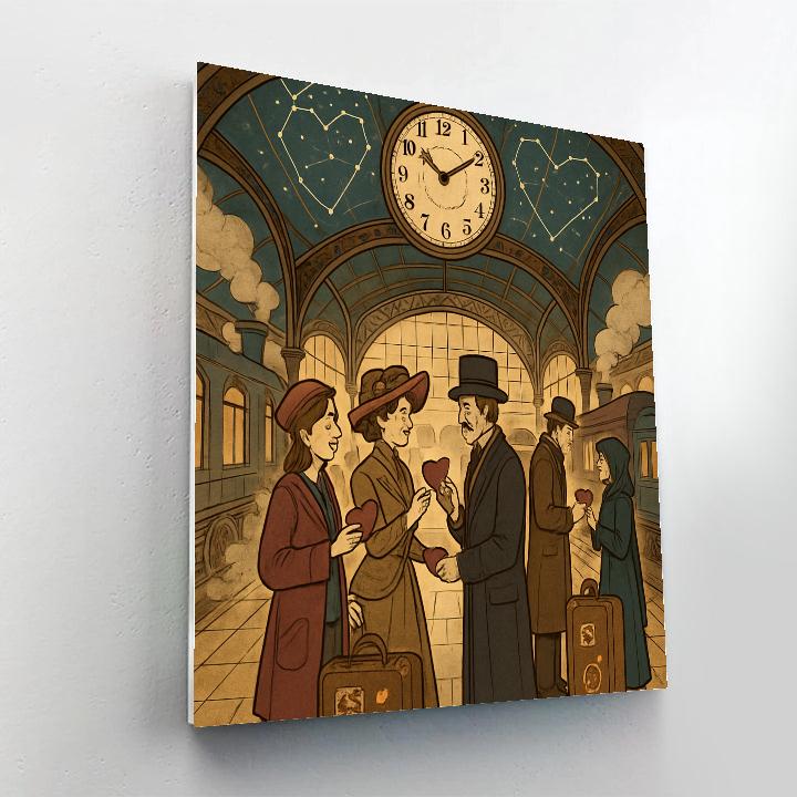 Train Station Of Crossing Valentines Day Timelines Paint by numbers kits
