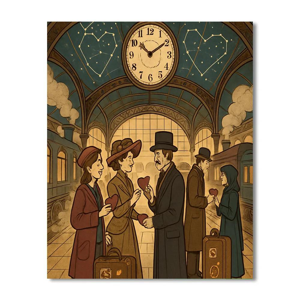 Train Station Of Crossing Valentines Day Timelines Paint by numbers kits
