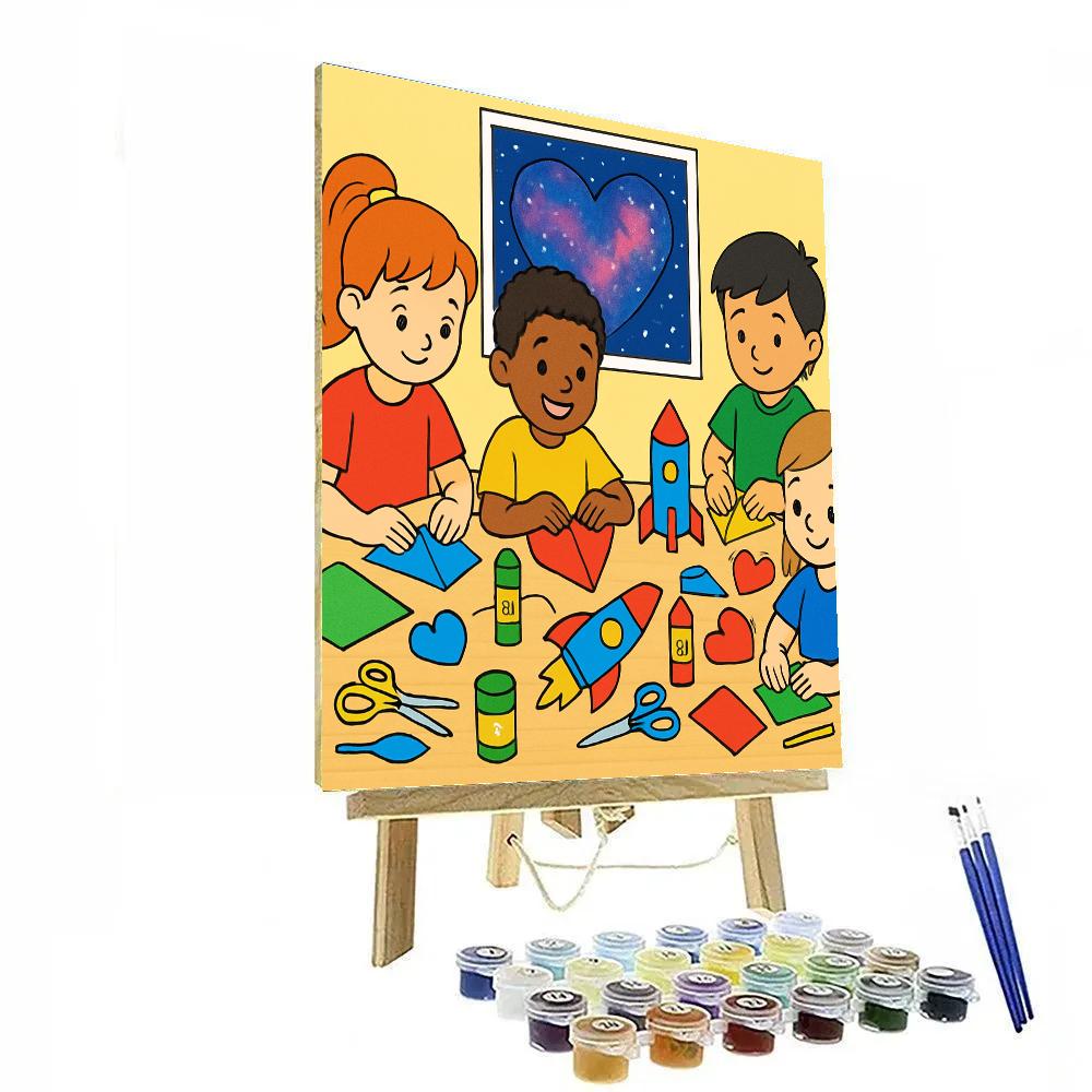 Valentines Day Origami Rocket Workshop Paint by numbers art