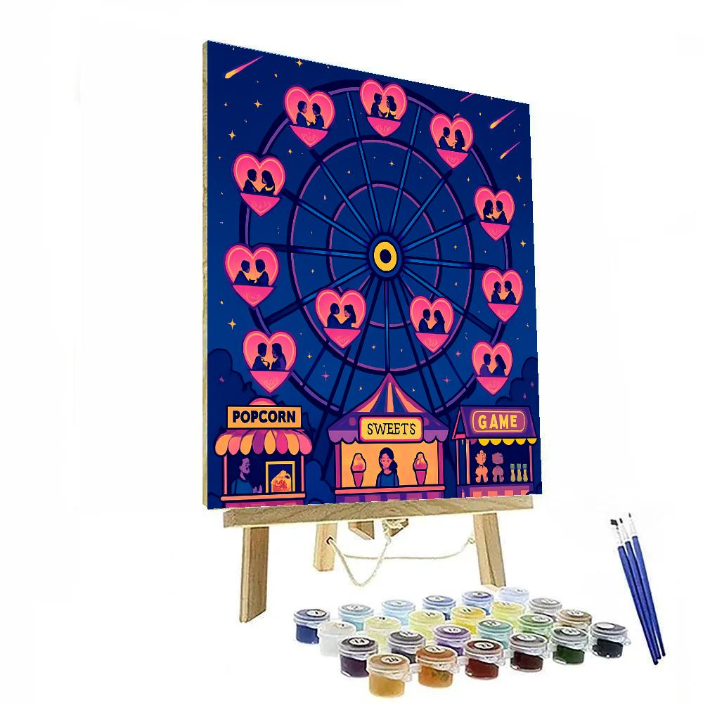 Celestial Ferris Wheel Valentines Day Night painting number kit