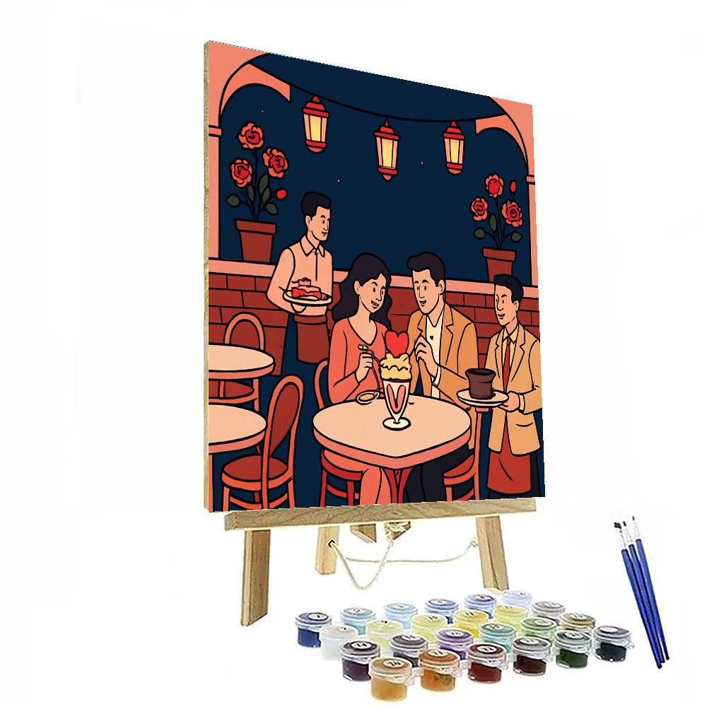 Midnight Dessert Rooftop Valentines Day Cafe paint by numbers
