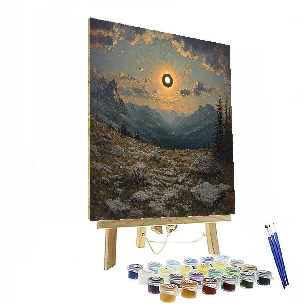 Leonardo Da Vinci Inspired Eclipse Haze Over Silent Mountains Painting by numbers kit