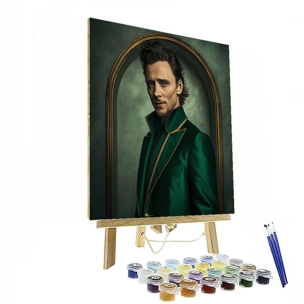 Tom Hiddleston: Velvet Mischief Under A Winter Green Glow paint by numbers