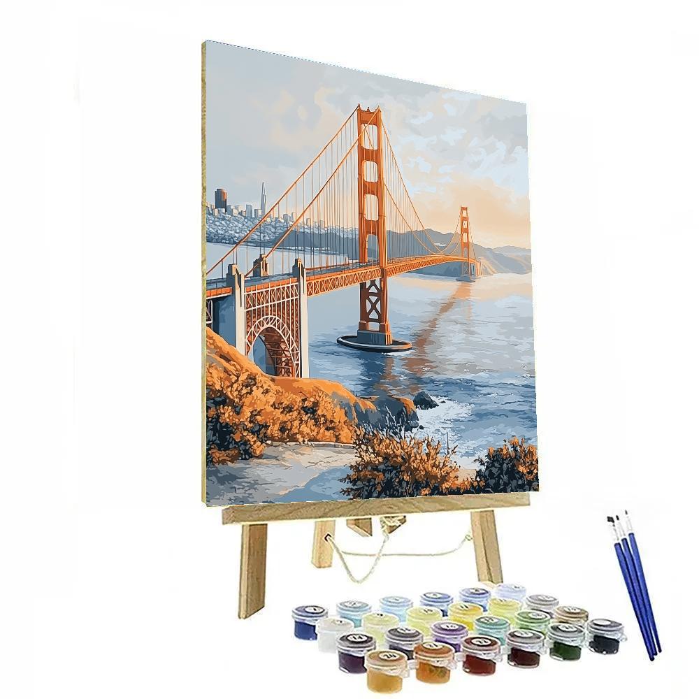 Foggy Morning At The Golden Gate Bridge Overlook San Francisco United States Numbered painting kits