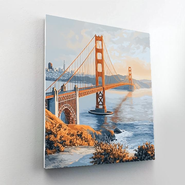 Foggy Morning At The Golden Gate Bridge Overlook San Francisco United States Numbered painting kits