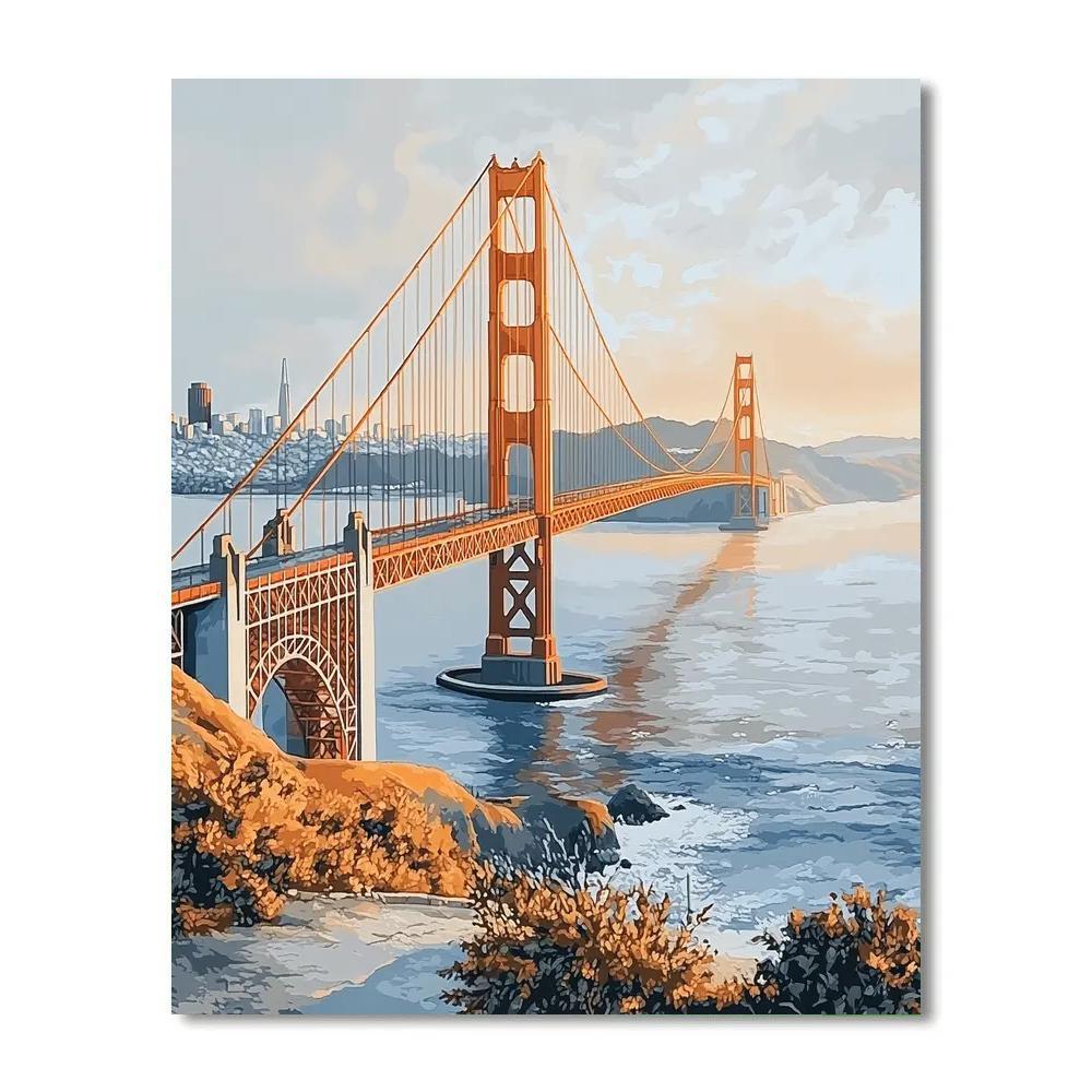 Foggy Morning At The Golden Gate Bridge Overlook San Francisco United States Numbered painting kits