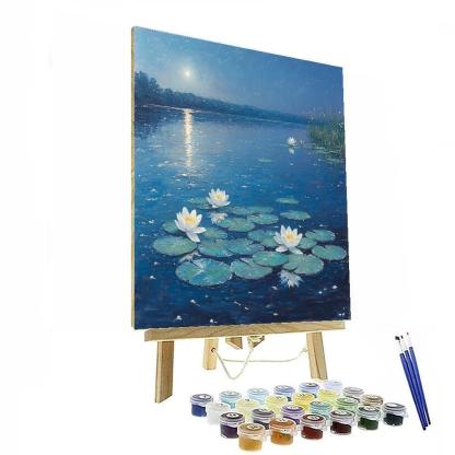Claude Monet Inspired Water Lilies Under Moonlight paint by number