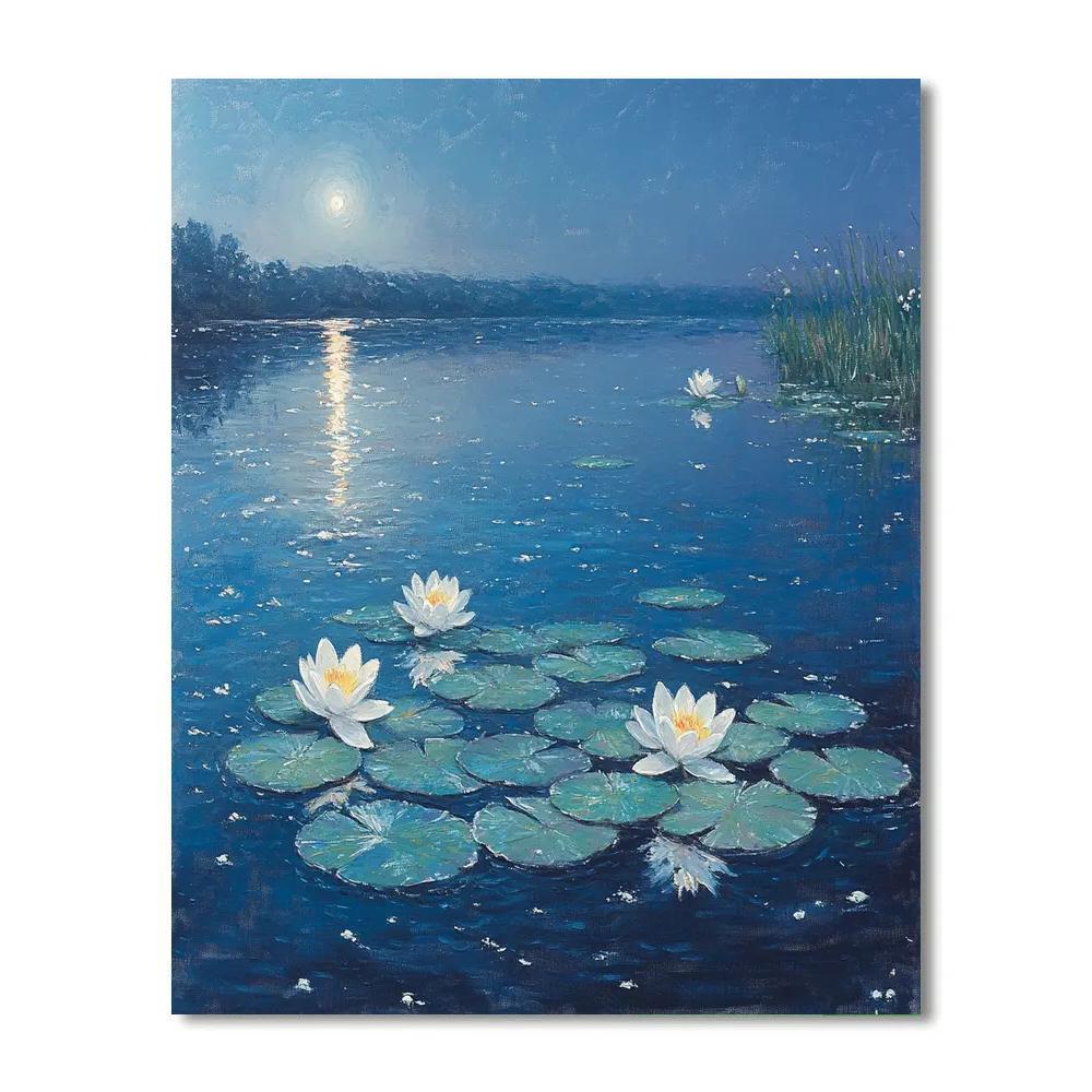 Claude Monet Inspired Water Lilies Under Moonlight paint by number