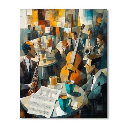 Pablo Picasso Inspired Cubist Cafe Musicians Paint by numbers kits