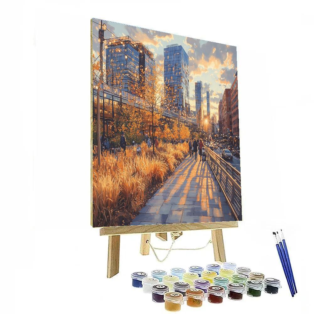 Autumn Reflections At High Line Park New York City United States Number painting