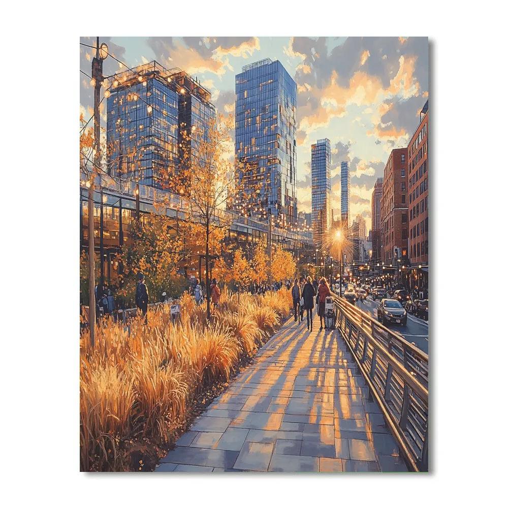 Autumn Reflections At High Line Park New York City United States Number painting