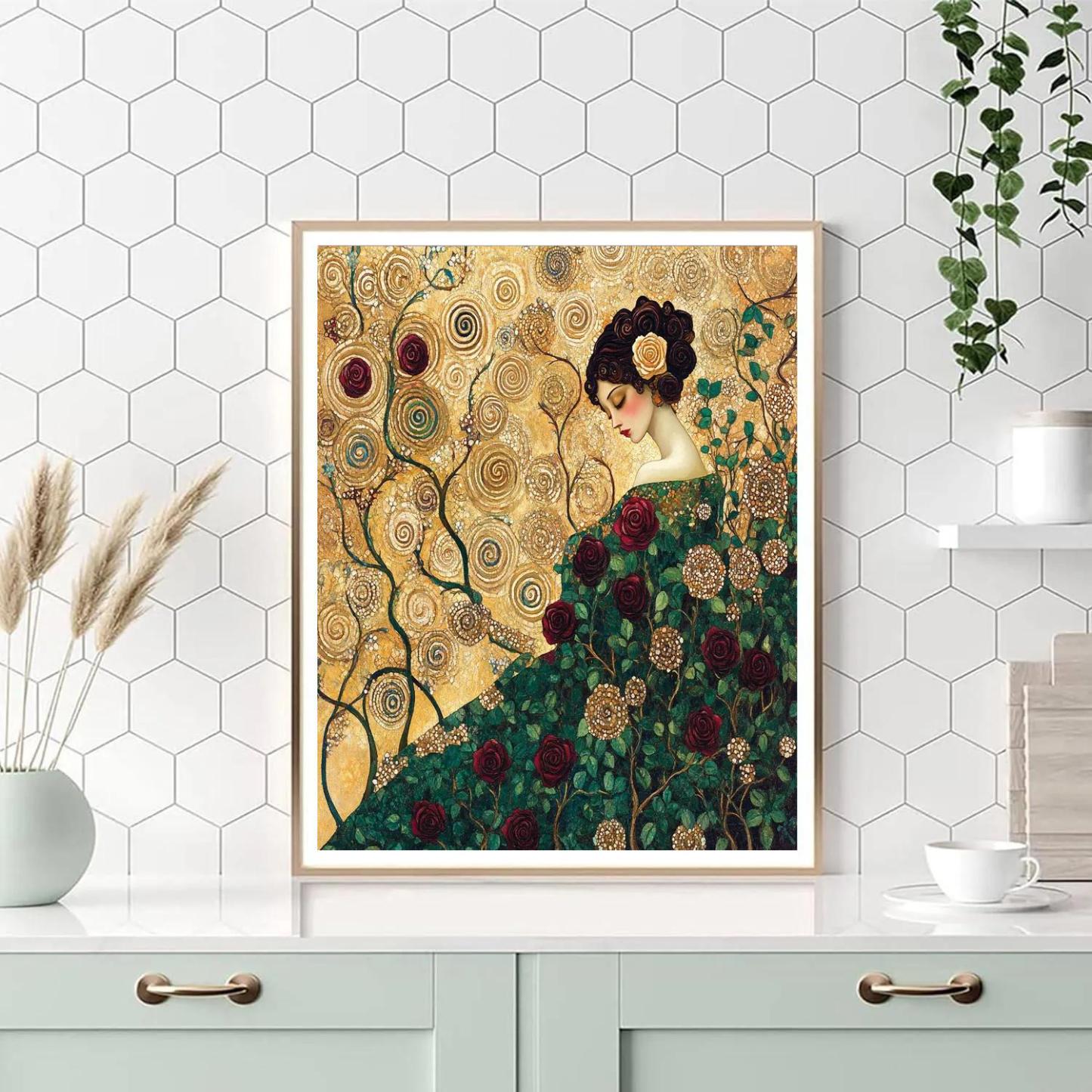 Gustav Klimt Inspired Golden Rose Garden Paint by numbers kits