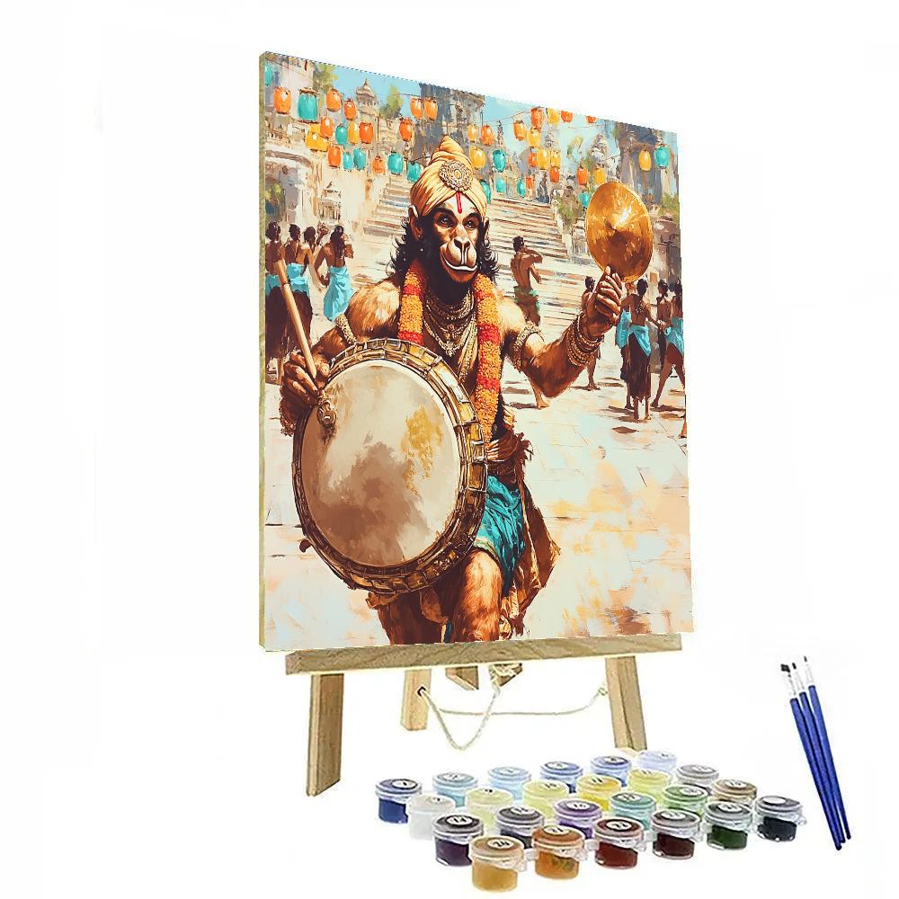 Festival Drums With Hanuman Rhythm paint by number