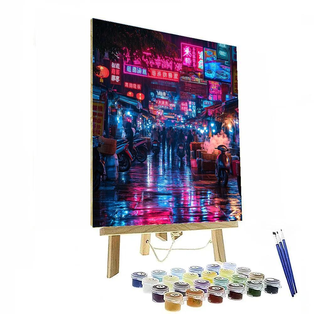Night Market Glow At Shilin Night Market Taipei Taiwan Painting by numbers kit