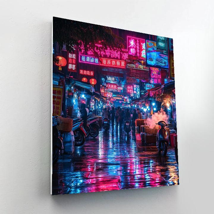 Night Market Glow At Shilin Night Market Taipei Taiwan Painting by numbers kit