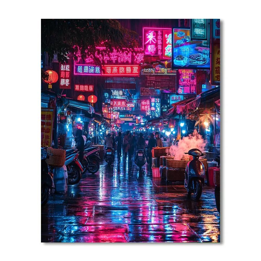 Night Market Glow At Shilin Night Market Taipei Taiwan Painting by numbers kit