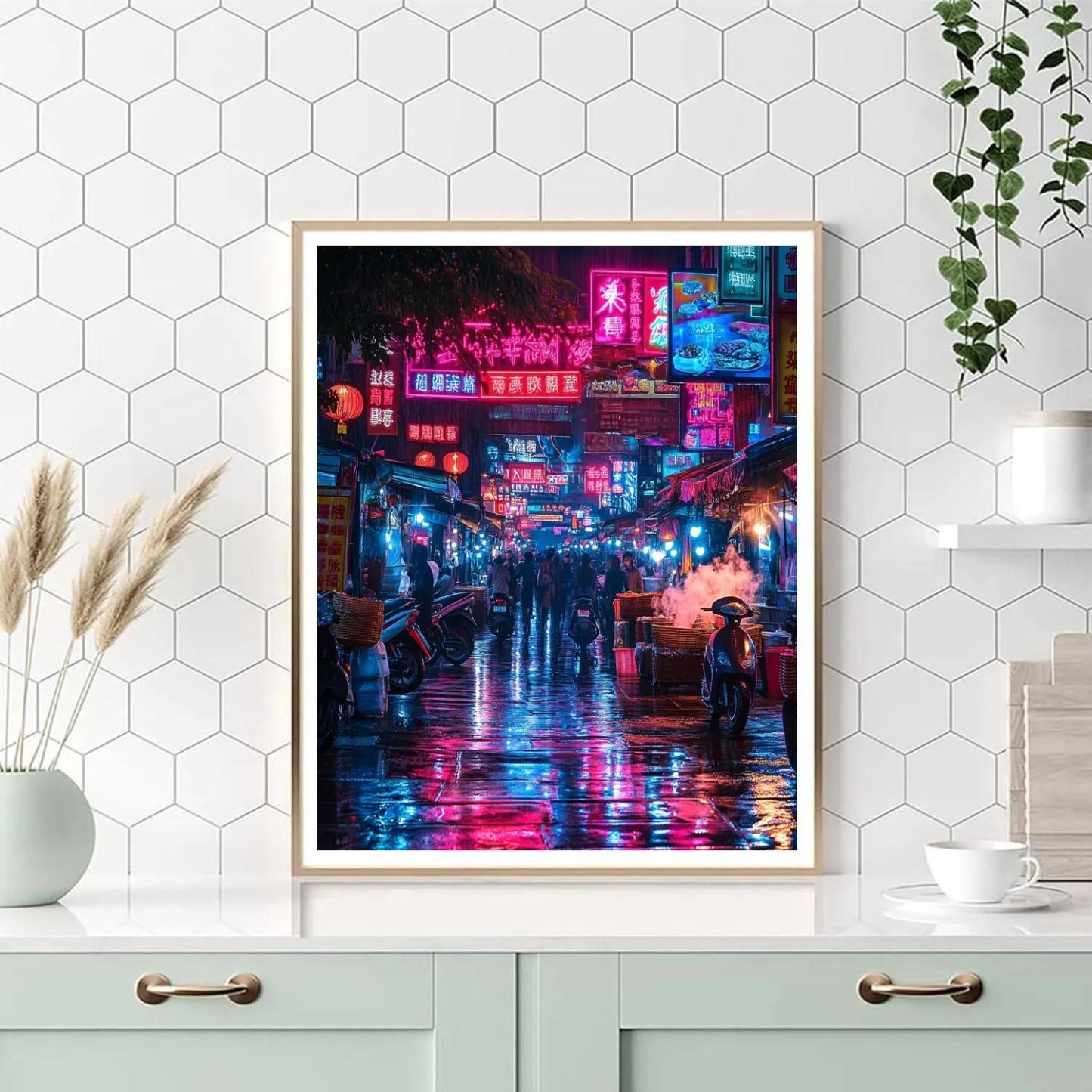 Night Market Glow At Shilin Night Market Taipei Taiwan Painting by numbers kit