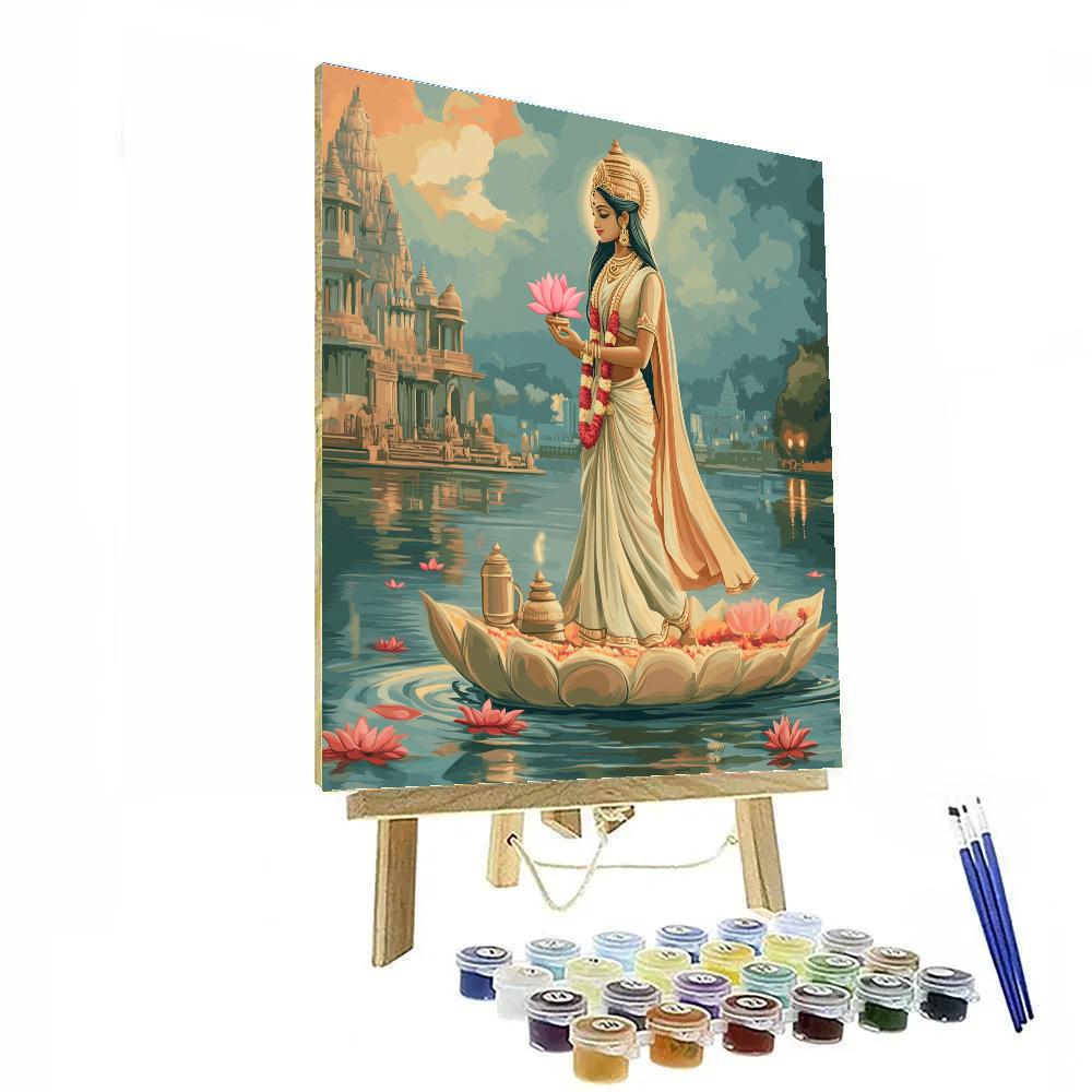 Lotus Lake Procession Parvati painting number kit