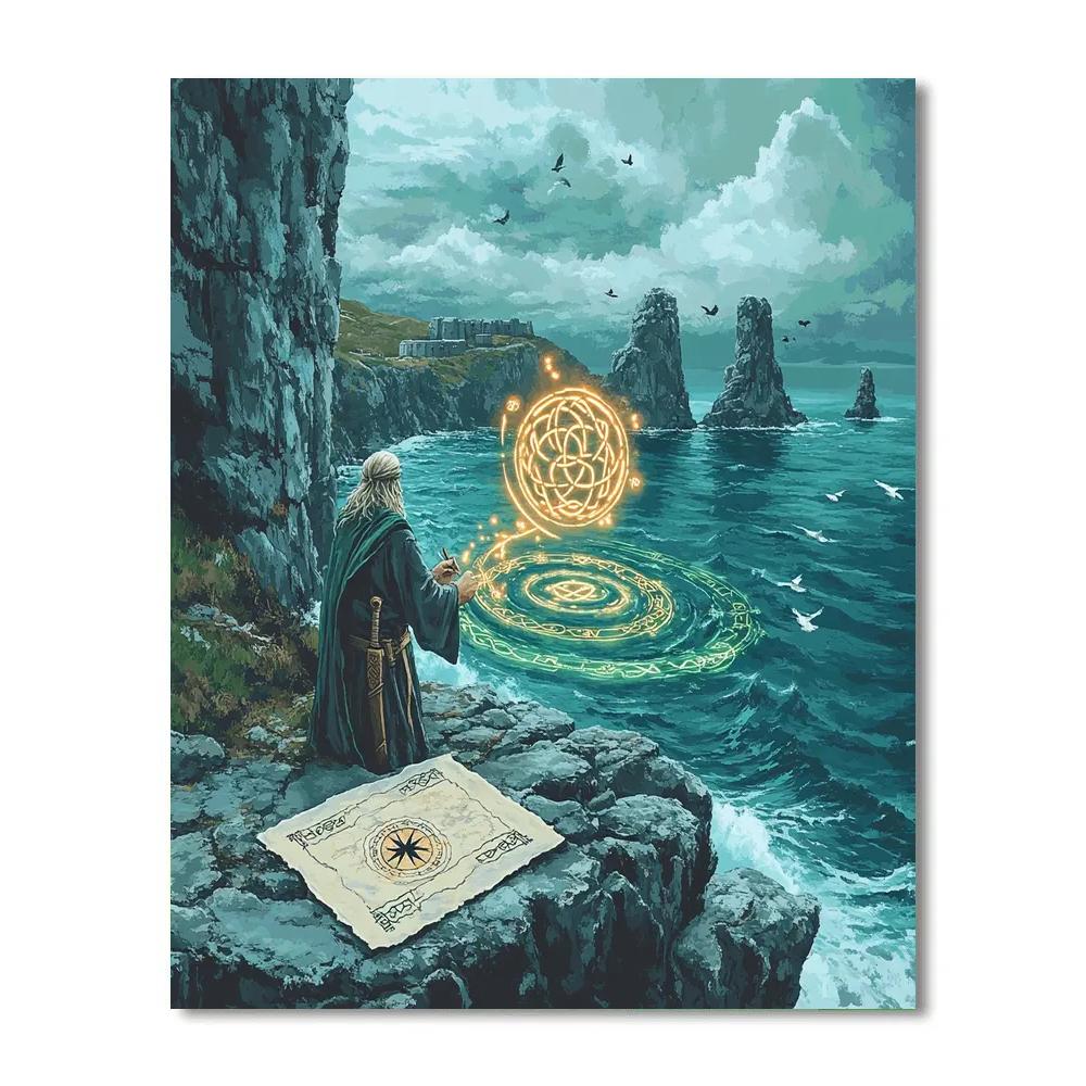 Harbor Map With Celtic Knotwork Paint by numbers art