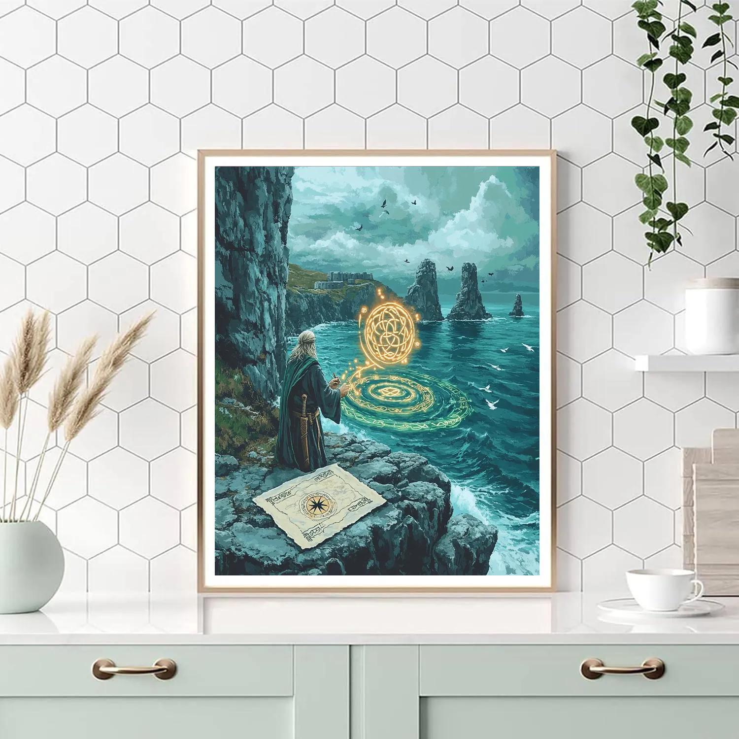 Harbor Map With Celtic Knotwork Paint by numbers art