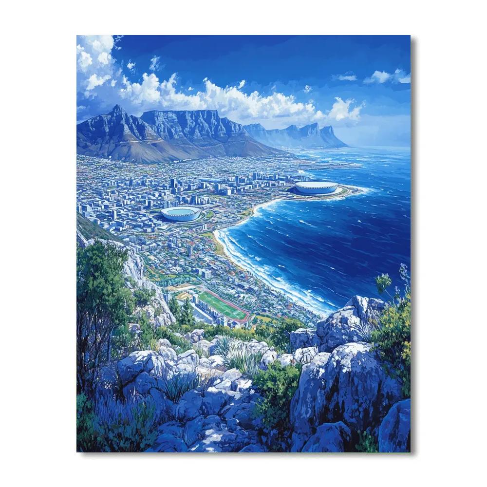 Granite Skyline View From Table Mountain Cape Town South Africa DIY paint by numbers
