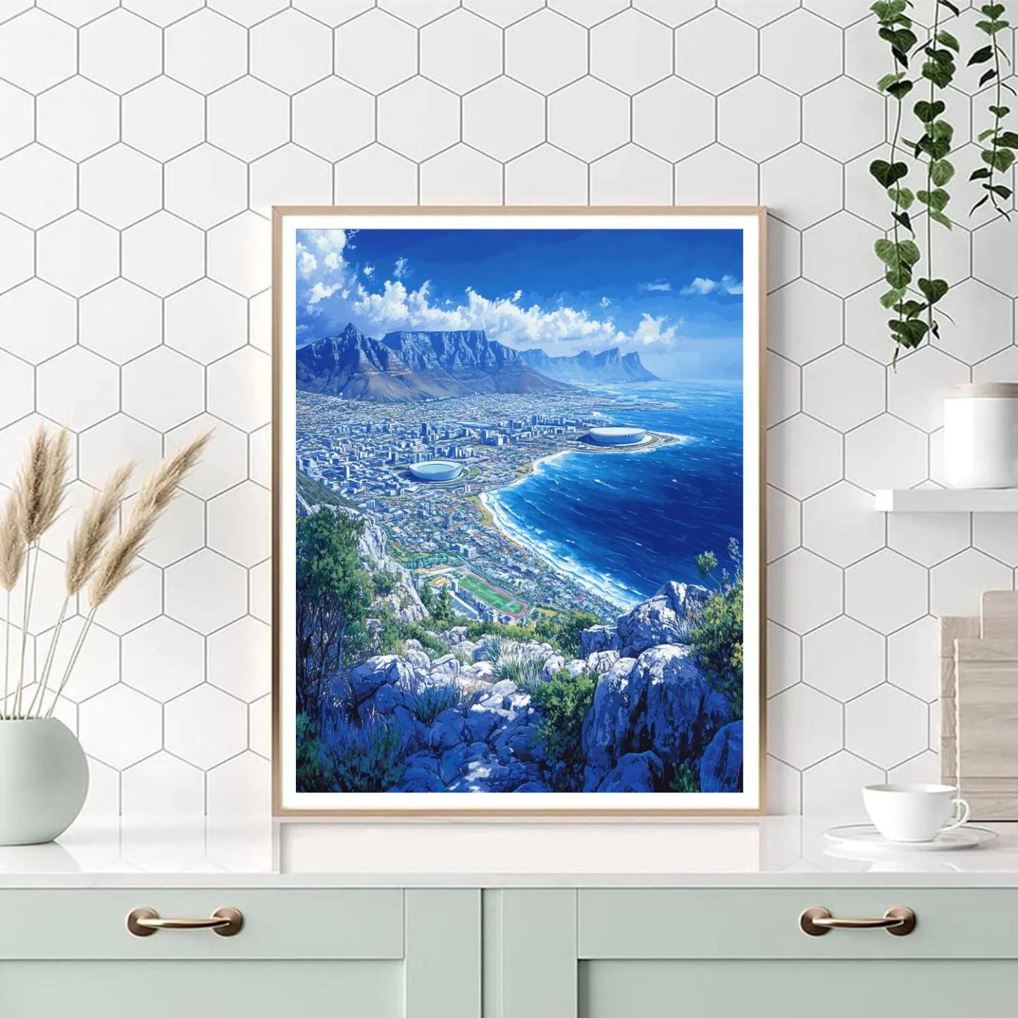 Granite Skyline View From Table Mountain Cape Town South Africa DIY paint by numbers