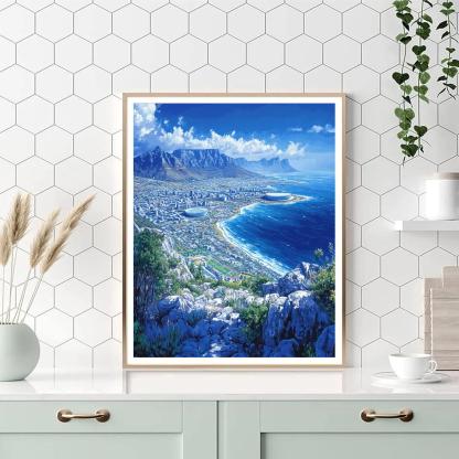 Granite Skyline View From Table Mountain Cape Town South Africa DIY paint by numbers