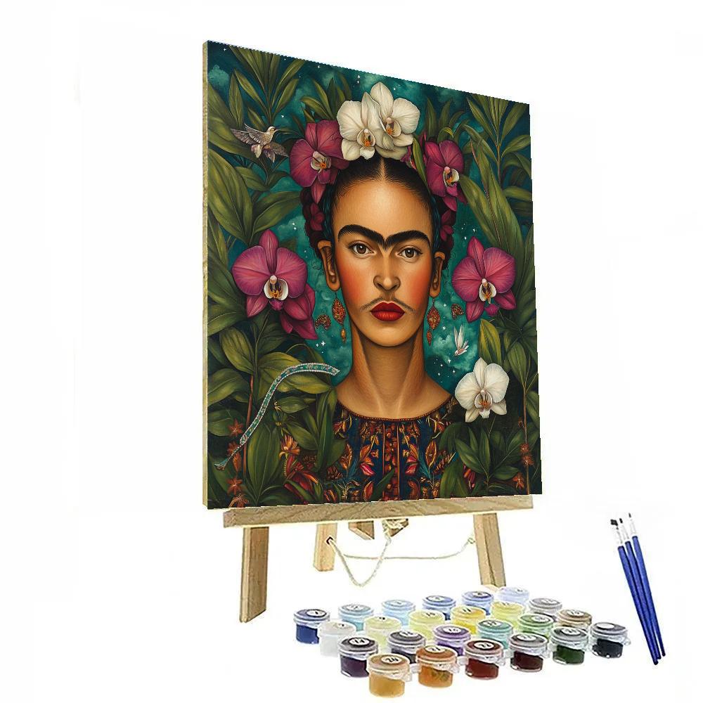 Frida Kahlo Inspired Botanical Self Portrait With Orchids Paint by numbers kits