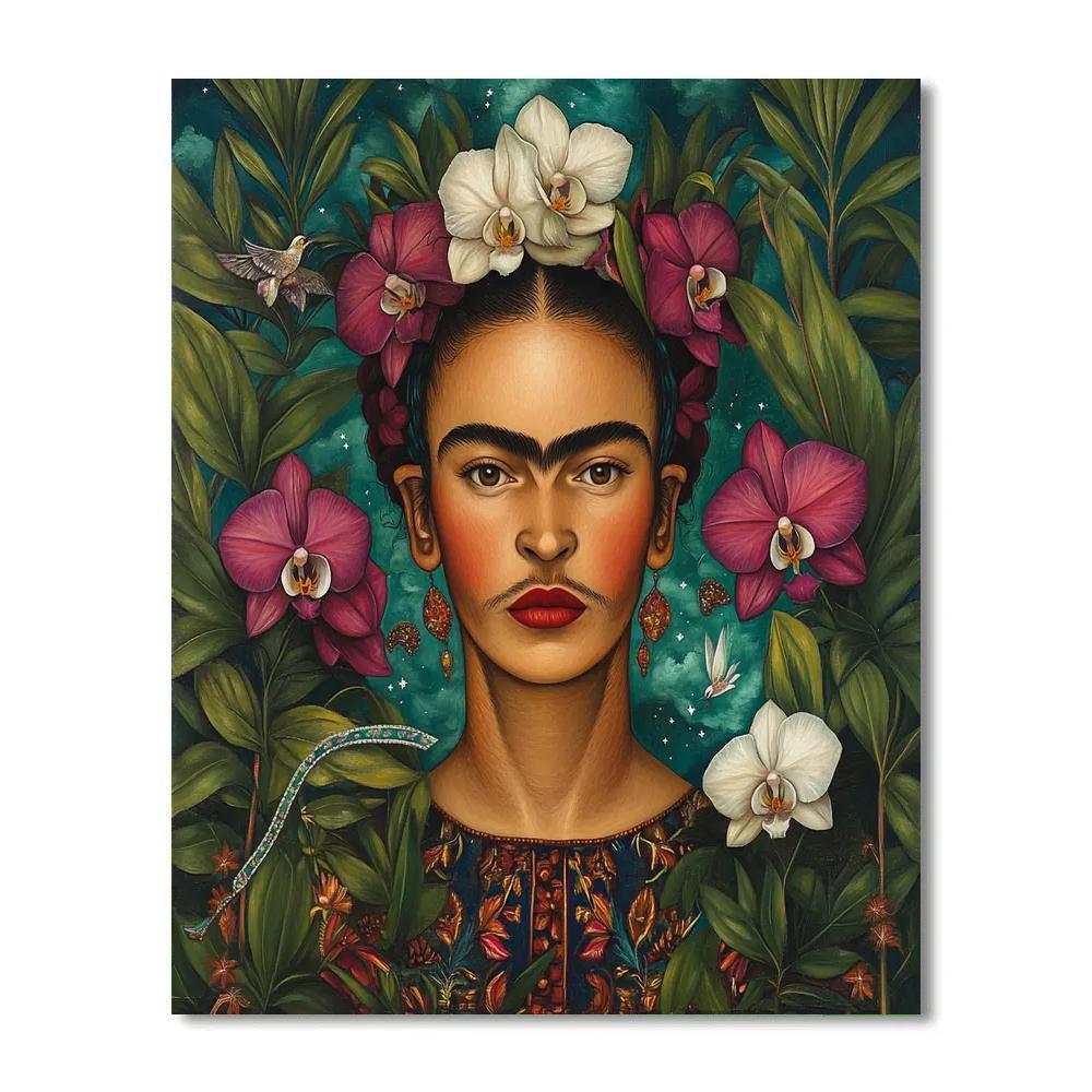 Frida Kahlo Inspired Botanical Self Portrait With Orchids Paint by numbers kits
