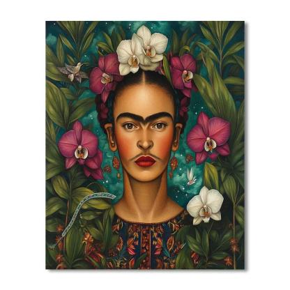 Frida Kahlo Inspired Botanical Self Portrait With Orchids Paint by numbers kits