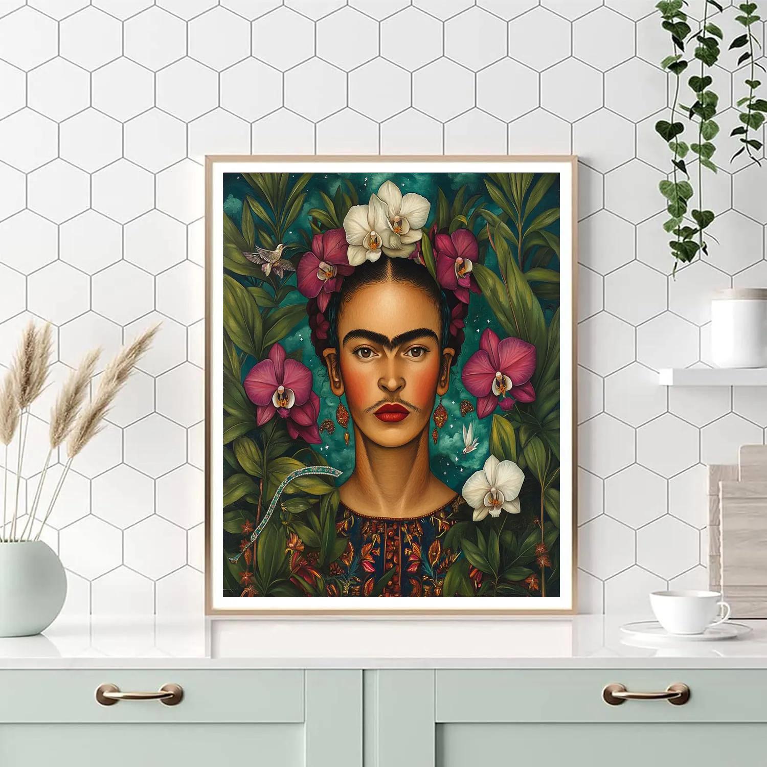 Frida Kahlo Inspired Botanical Self Portrait With Orchids Paint by numbers kits