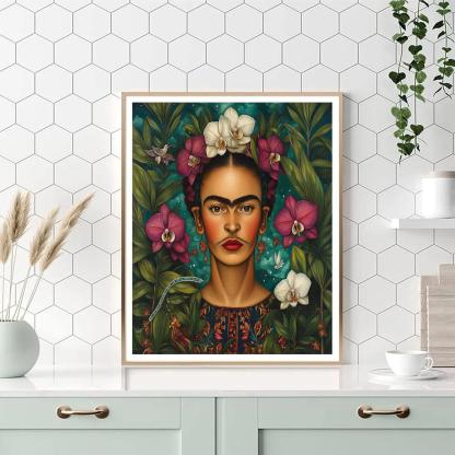 Frida Kahlo Inspired Botanical Self Portrait With Orchids Paint by numbers kits