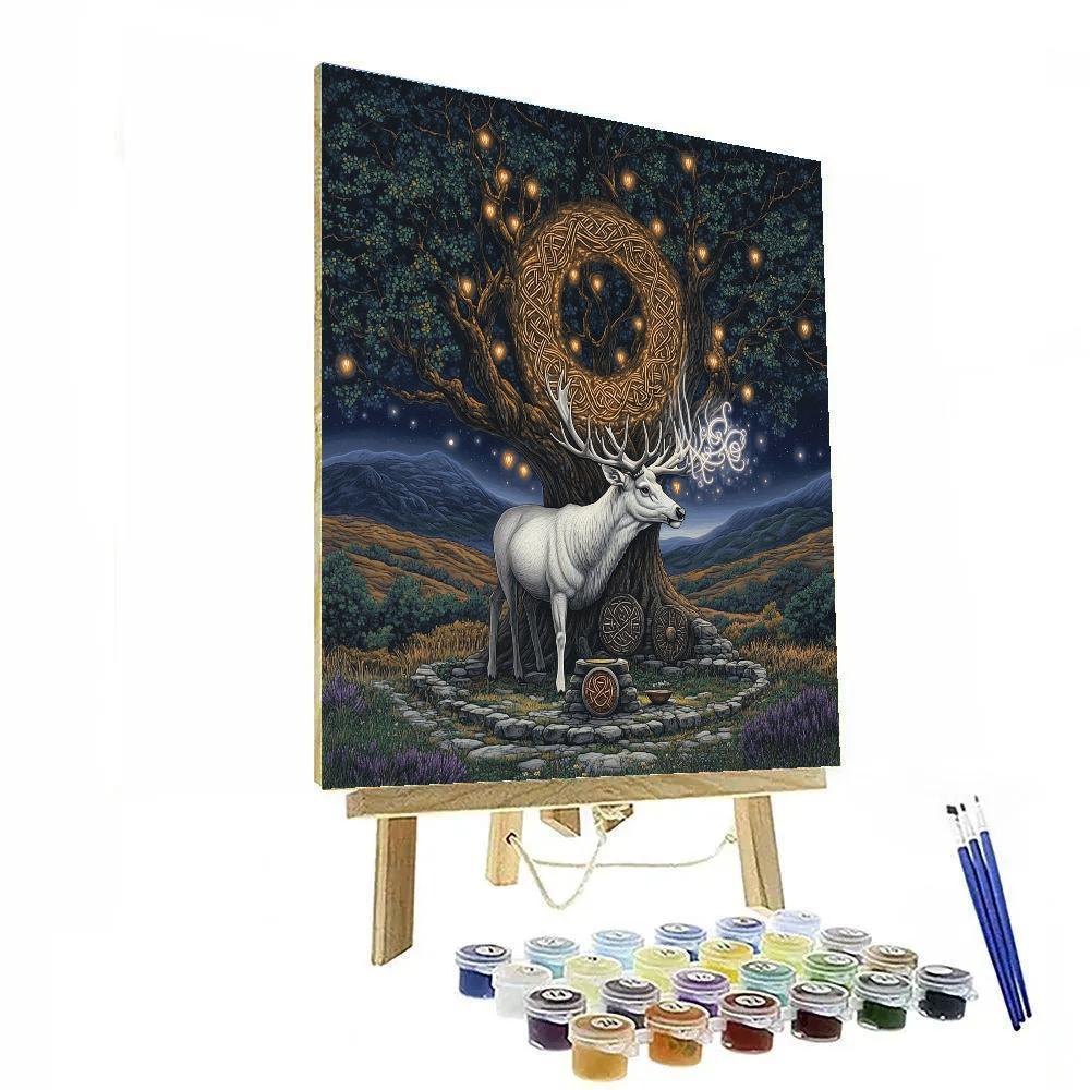 Celtic Crafted Stag Of The Hollow Oak paint by color