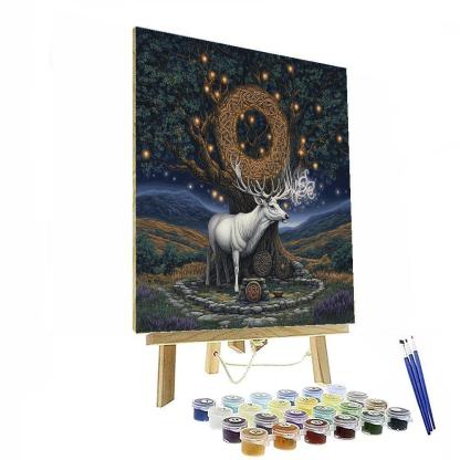 Celtic Crafted Stag Of The Hollow Oak paint by color