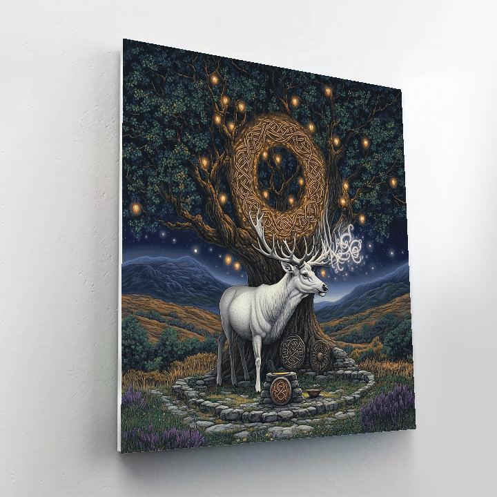 Celtic Crafted Stag Of The Hollow Oak paint by color