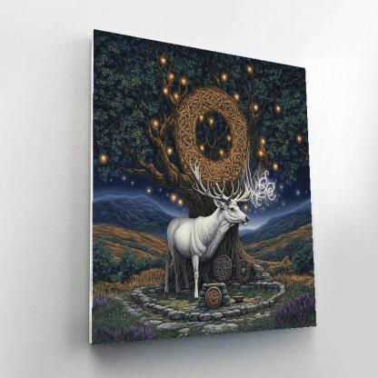 Celtic Crafted Stag Of The Hollow Oak paint by color