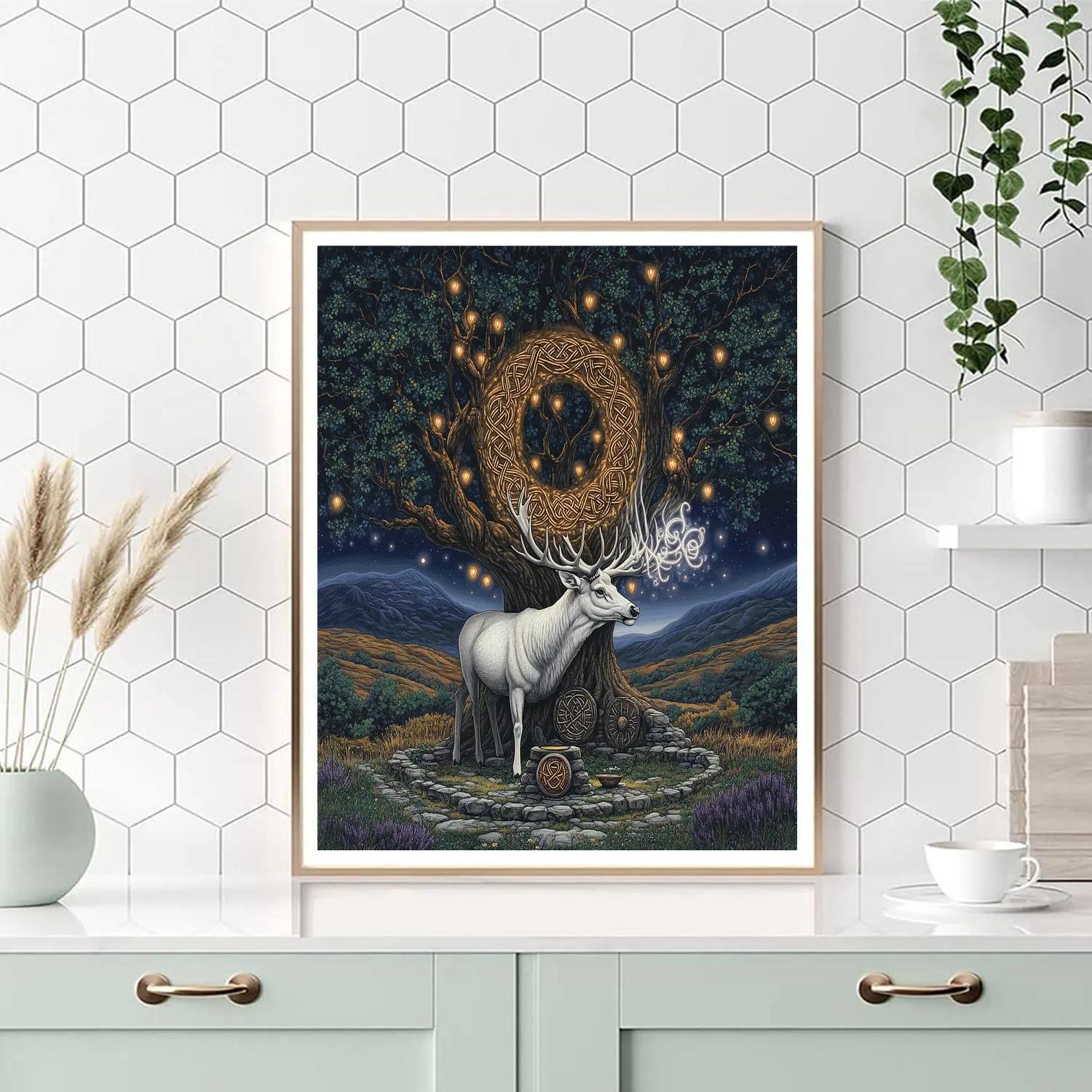 Celtic Crafted Stag Of The Hollow Oak paint by color