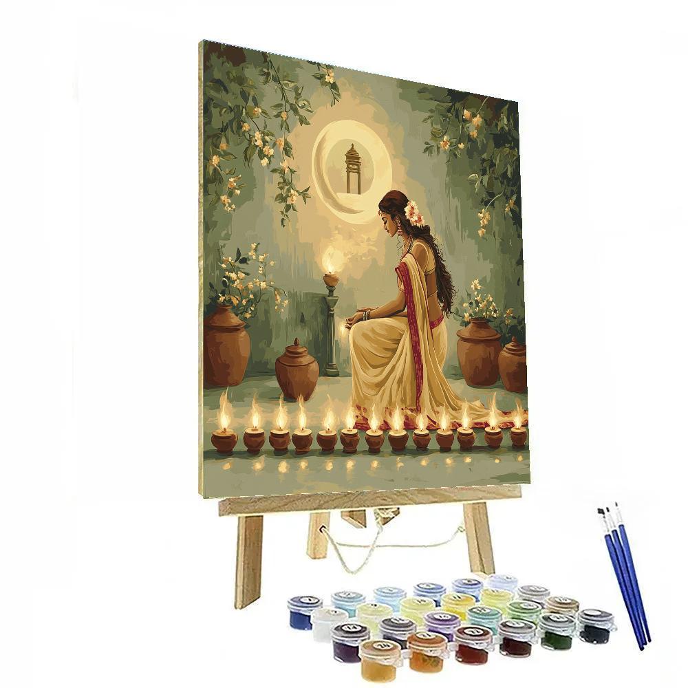 Garden Lamp Ritual With Parvati paint by number