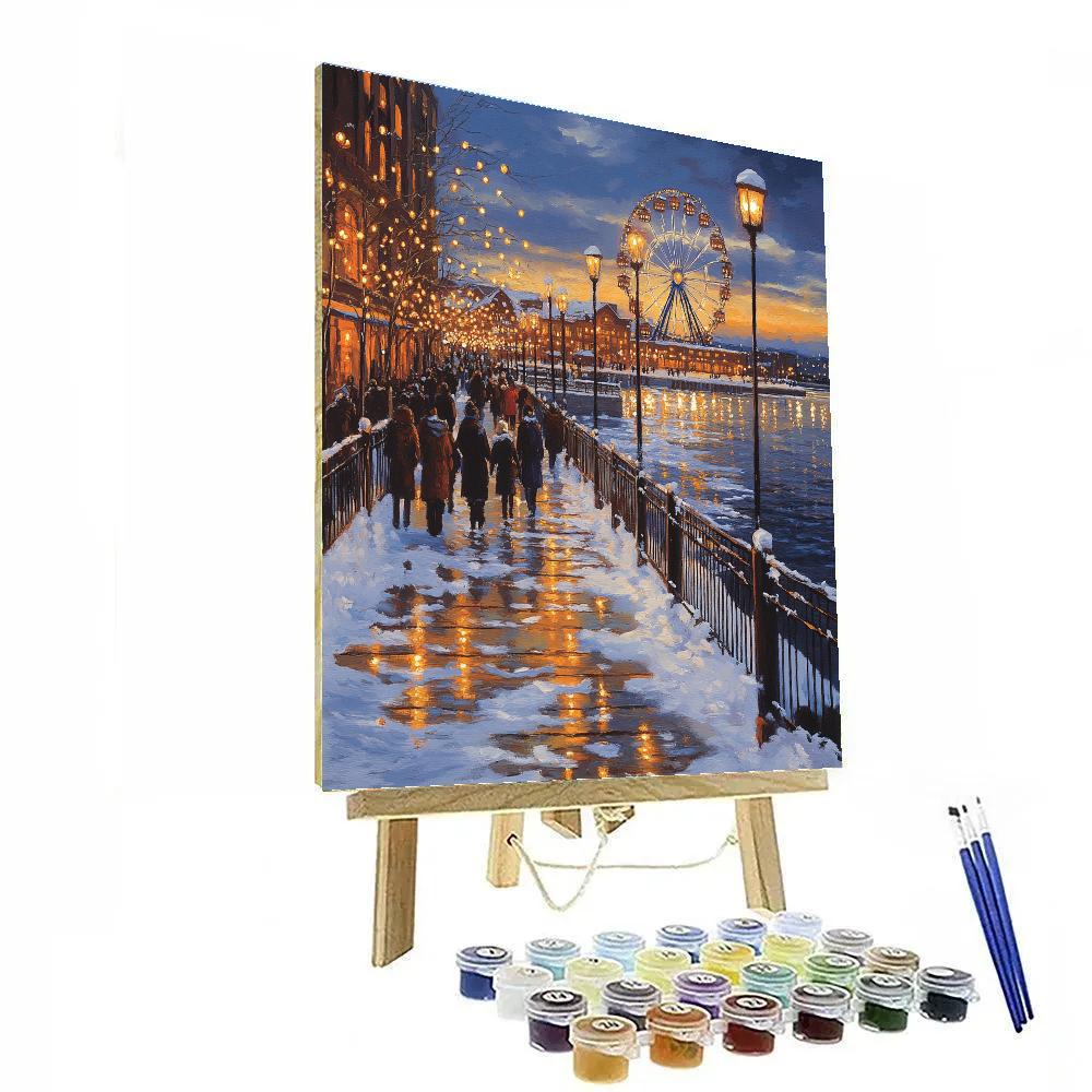 Winter Lights At The Old Port Promenade Montreal Canada painting number kit