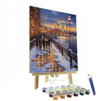 Winter Lights At The Old Port Promenade Montreal Canada painting number kit