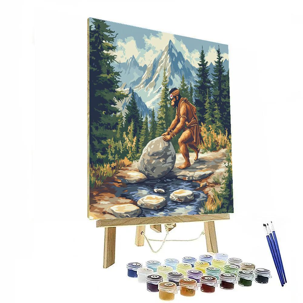 Mountain Bridge Builder Hanuman Paint by numbers art