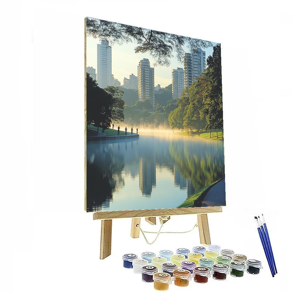 Modernist Calm At Ibirapuera Park Lake Sao Paulo Brazil painting number kit