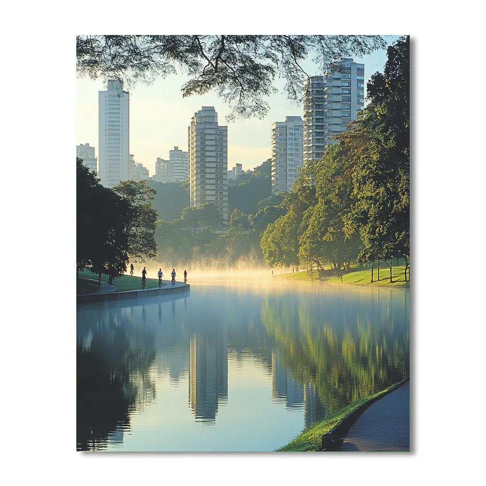 Modernist Calm At Ibirapuera Park Lake Sao Paulo Brazil painting number kit