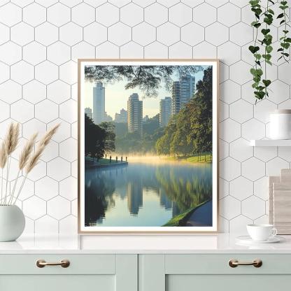 Modernist Calm At Ibirapuera Park Lake Sao Paulo Brazil painting number kit