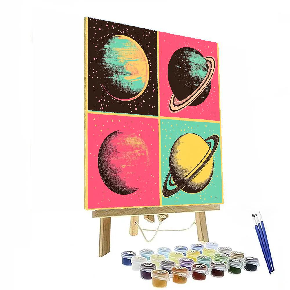 Andy Warhol Inspired Pop Art Solar System Paint by numbers art