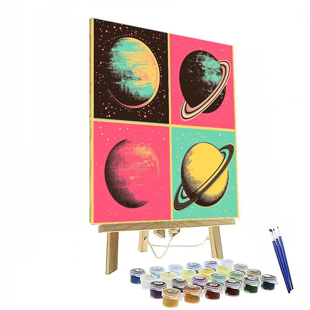 Andy Warhol Inspired Pop Art Solar System Paint by numbers art