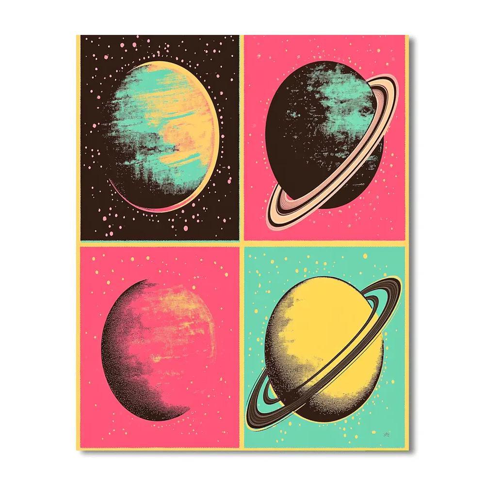 Andy Warhol Inspired Pop Art Solar System Paint by numbers art