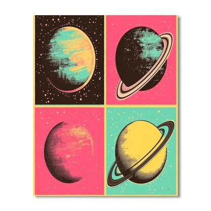 Andy Warhol Inspired Pop Art Solar System Paint by numbers art